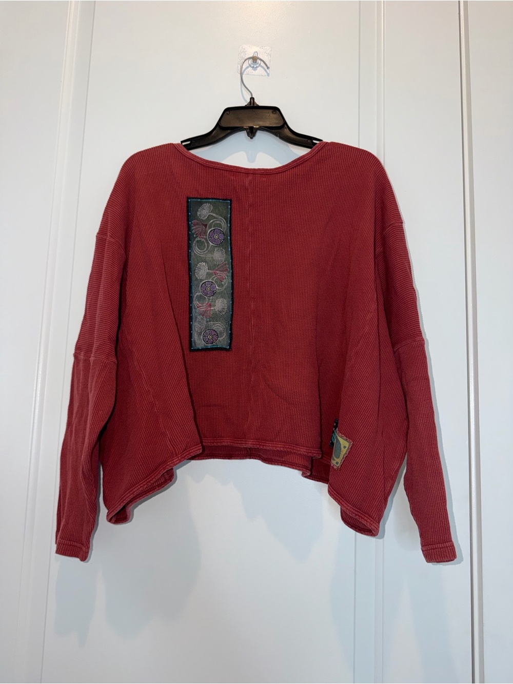 Blue Fish Washed Brick Red Cropped Thermal Sweatshirt - Picture 2 of 16